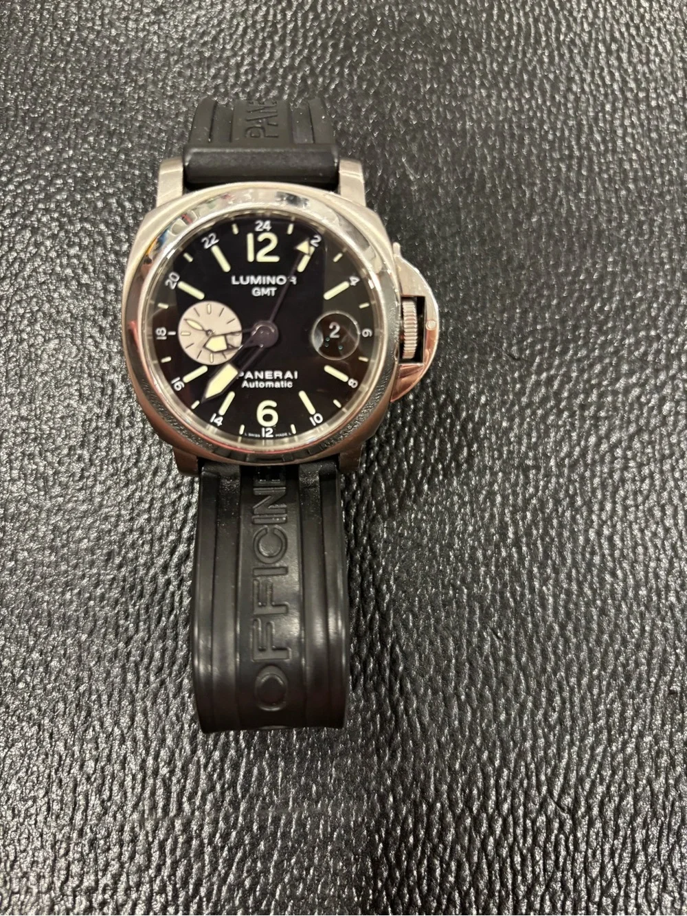 Panerai Luminor GMT Automatic Black and Silver Watch - Authentic PAM00161
